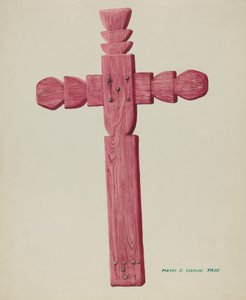 Röda träkorset som används som gravsten, ca. 1937. av Majel G. Claflin