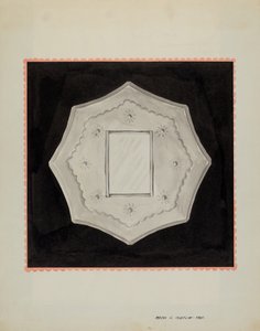 Liten spegel med inramad plåt, ca. 1937. av Majel G. Claflin