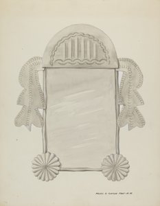 Liten plåtinramad spegel, ca. 1937.