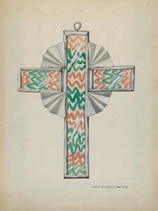Kors av plåt och målat glas, ca. 1937. av Majel G. Claflin