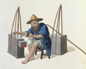 A Mender of Porcelain, platta 28 från "The Costume of China", graverad av J. Dadley, 1800 av Major George Henry Mason