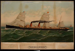 Cunards ångfartyg Servia... (kromolitografi)