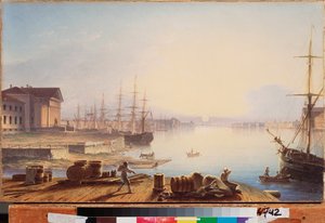 Soluppgång över Neva i St Petersburg - Målning av Maxim Nikiphorovich Vorobyev (Vorobiev) (1787-1855), olja på duk
