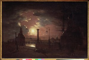 Höstnatt i St Petersburg - Målning av Maxim Nikiphorovich Vorobyev (Vorobiev) (1787-1855), olja på duk