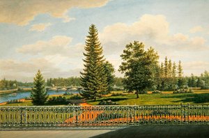 Utsikt från terrassen på Jelaginpalatset i S:t Petersburg