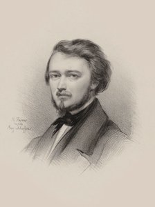 Porträtt av violinisten och kompositören Hubert Léonard 1819-1890, 1850. av Maksymilian Fajans