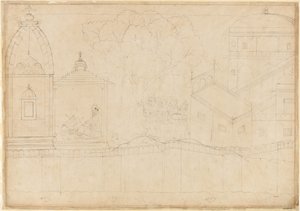 Indrajit ger erbjudanden: Folio från Siege of Lanka-serien, ca. 1725.