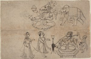 Porträtt av Manya Sahib Man Rup Sagarji, sent 1700-tal.