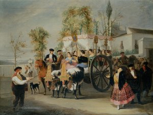 En procession (olja på duk)