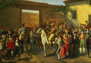 Solofanua i totonu o le Lotofale i tafatafa o le Bullring a o lei faia le Taua, Madrid, 1853 (auiliiliga) av Manuel Castellano