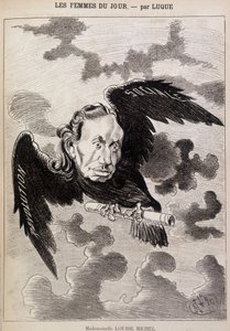Tecknad Louise Michel i en korp av Luque