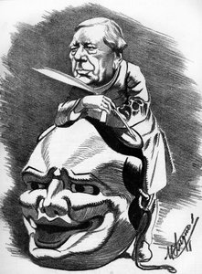Eugene Labiche (1815-1888), fransk dramatiker. Tecknad serie av serietecknaren Manuel Luque. I "The Cartoon" från 1886.