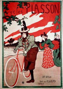 Belle Epoque: reklamaffisch för cyklar (cyklar) Plasson. Affisch av Manuel Robbe (1872-1936) Privat samling av Manuel Robbe