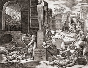 Pesten (gravyr) av Marcantonio (after) Raimondi