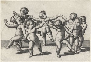 Dansande putti av Marcantonio Raimondi