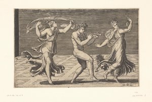 Dansande satyrer och maenader av Marcantonio Raimondi
