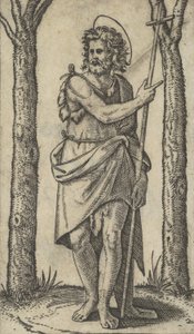 Johannes Döparen håller i en stav, från serien 