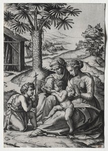 Madonna av palmträdet av Marcantonio Raimondi
