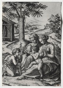 Madonna av palmträdet. av Marcantonio Raimondi