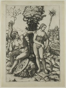 Mars, Venus och Amor av Marcantonio Raimondi