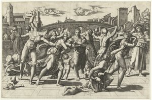 Massaker av de oskyldiga, ca 1515 av Marcantonio Raimondi