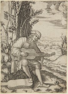 Porträtt av poeten Giovanni Achillini, kallad Filoteo (Bartsch XIV/469; Delaborde 232; Passavant 276; Petrucci, nr 1) av Marcantonio Raimondi
