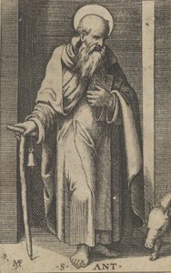 Saint Anthony, en stav i sin högra hand, från serien 
