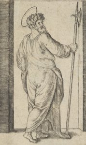 Saint Jude, med en hellebard i sin högra hand, från serien 
