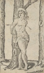 Saint Sebastian bunden till träd genomborrat med pilar, från serien 