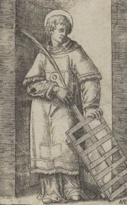 Saint Vincent, vänster hand vilande på en grill, från serien 