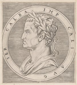 Mirror of Roman Magnificence: Galba, från The Twelve Caesars, ca. 1500-1534., ca. 1500-1534. av Marcantonio Raimondi