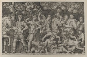 Mirror of Roman Magnificence: The Lion Hunt, ca. 1500-1534., ca. 1500-1534. av Marcantonio Raimondi