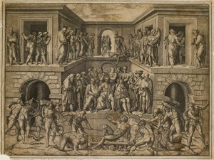 The Martyrdom of St Lawrence, c1525 av Marcantonio Raimondi