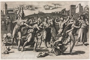 Massakern på de oskyldiga (utan gran) av Marcantonio Raimondi