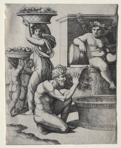 Vinpressen av Marcantonio Raimondi