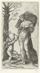 Försoning av Minerva och Amor av Marcantonio Raimondi