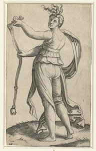 Kvinna med hästträns som personifiering av Temperance (Temperantia) av Marcantonio Raimondi