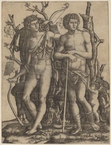 Apollo och Hyacinthus av Marcantonio Raimondi after Francesco Francia