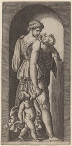 Välgörenhet av Marcantonio Raimondi after Raphael