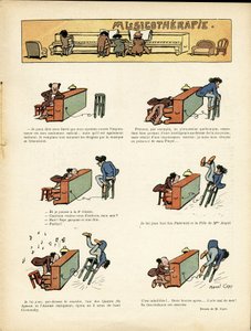 Illustration av Marcel Capy (1865-1941) i Le Rire, 30/03/12 - Musikterapi - Musik, Piano av Marcel Amable O.L. Capy