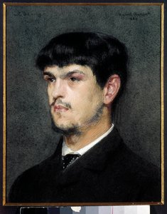 Porträtt av den franske kompositören Claude Debussy (1862-1918) Svart sten- och pastellmålning av Marcel Andre Baschet (1862-1941) 1884 Dim 0,27 x 0,26 m av Marcel Andre Baschet