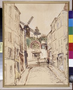 Le Moulin de la Galette: utsikt över den berömda kabarén i Montmartre. Oil on Canvas Marouflee av Marcel Leprin (1891-1933). Obligatoriskt omnämnande: Regards de Provence foundation collection, Marseille