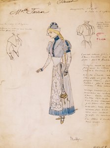 Margherita, skiss av kostym för Faust av Charles Gounod, skapad av Multzer