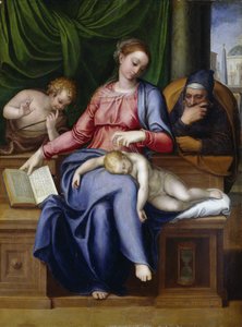 Madonna del silenzio (Jungfru och barn med Johannes Döparen som pojke) av Venusti, Marcello (1512/15-1579). Olja på trä