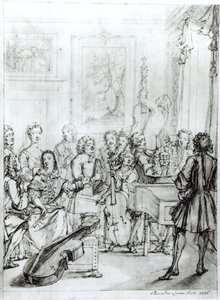 Konsert på Montague House, 1736 (penna och bläck över penna på papper)