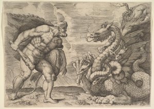 Herkules och Lernas Hydra. av Marco Angolo del Moro