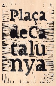 Barcelona, 2017 (linoleum på trä) av Marco Campedelli