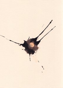 Blot 2, 2018 (tusch och blekmedel på papper) av Marco Campedelli