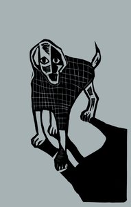 Hund, 2023 (linoleum på papper)