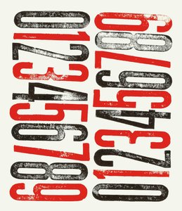 Numbers, 2014 (träsnittstryck på papper) av Marco Campedelli